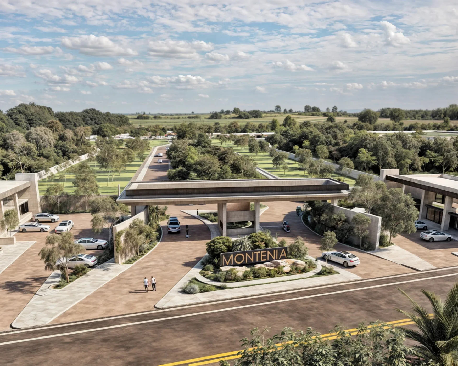 Render oficial de la entrada principal de Montenia