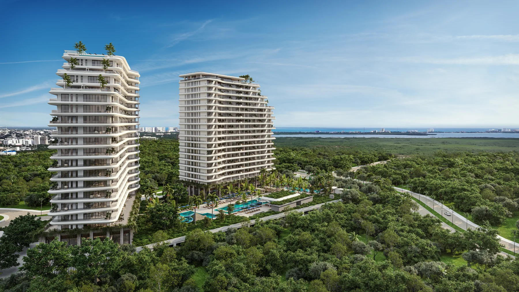 Render oficial de las torres de Nautica Residences